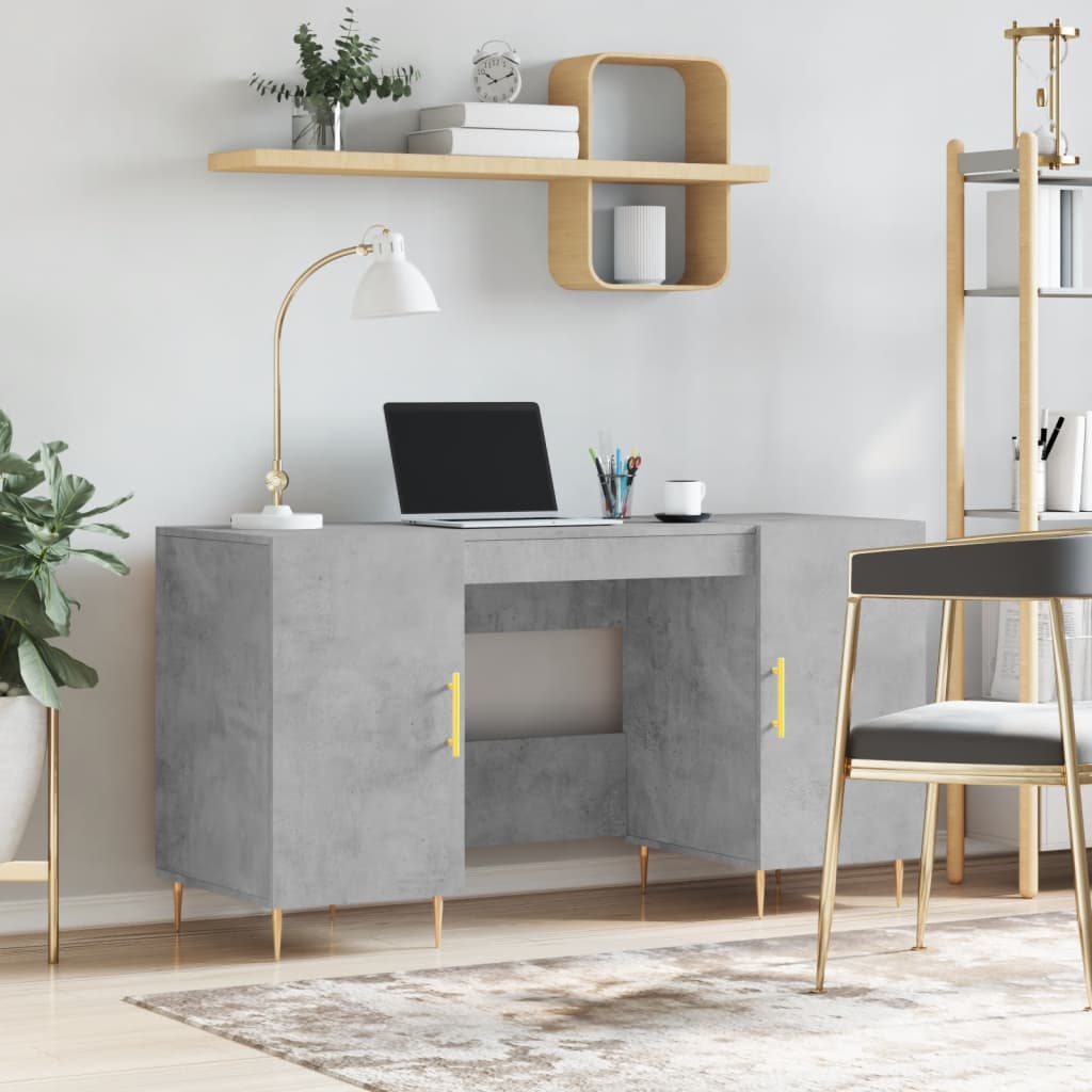 Desk Concrete Gray 140x50x75 cm Engineered Wood