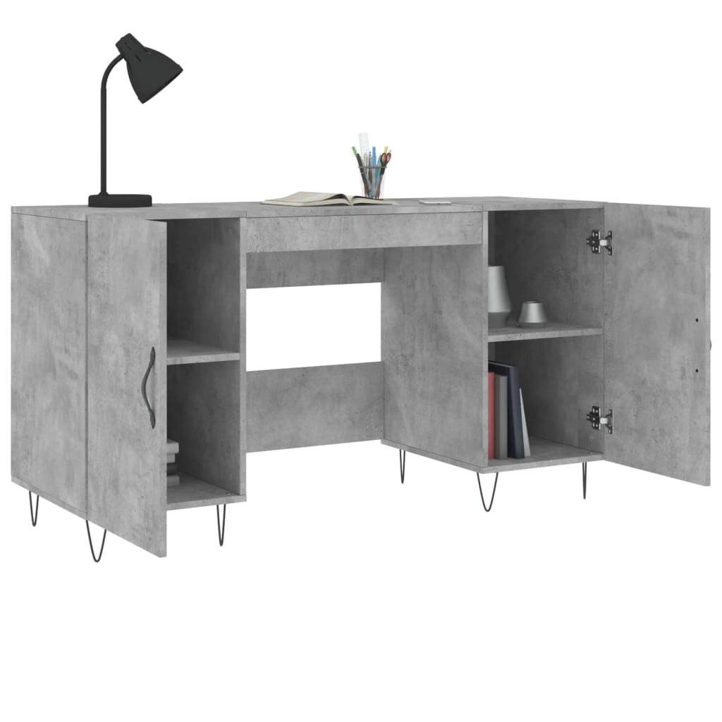 Desk Concrete Gray 140x50x75 cm Engineered Wood