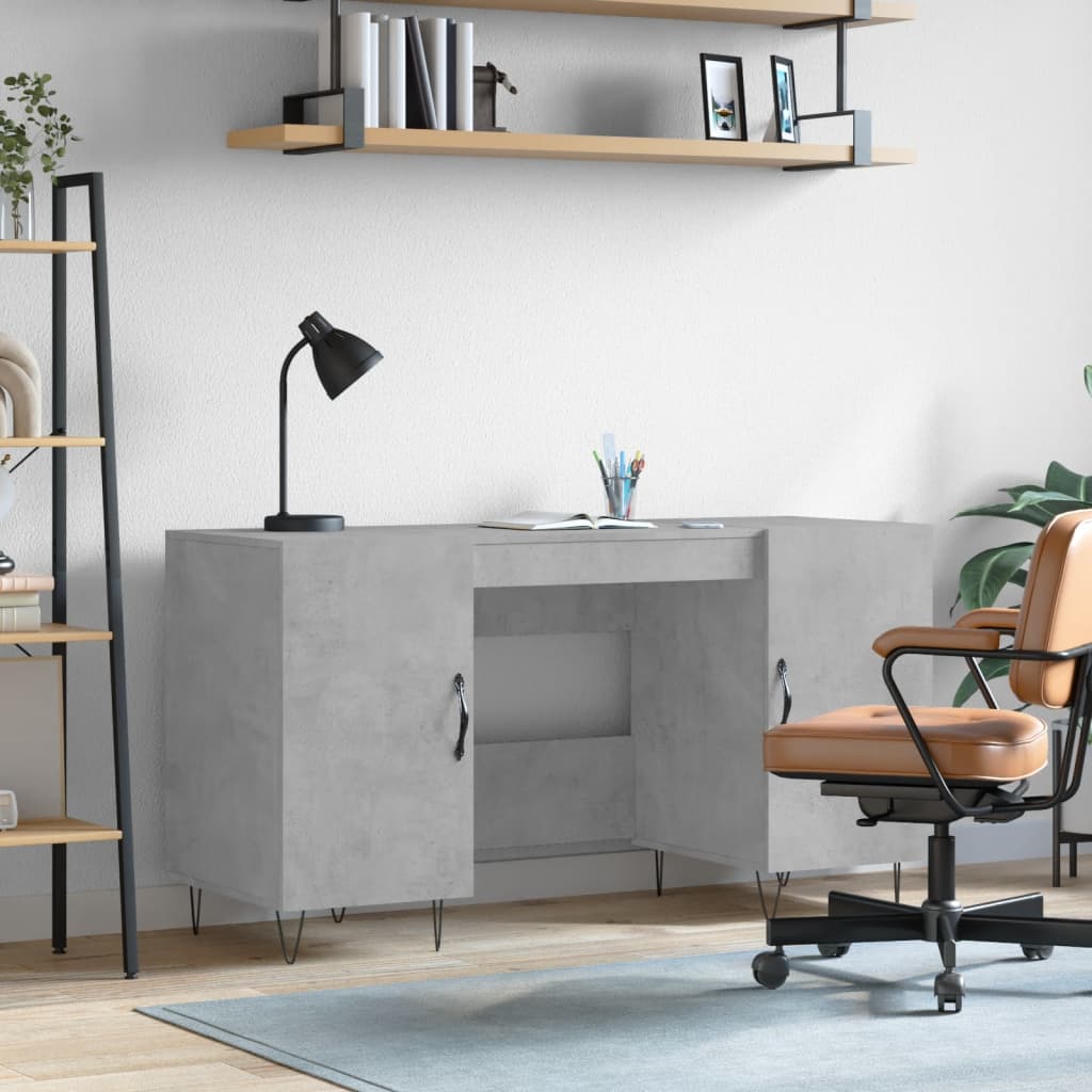 Desk Concrete Gray 140x50x75 cm Engineered Wood