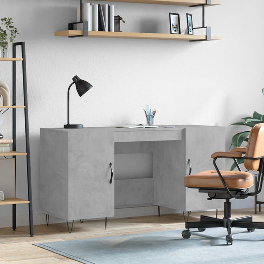 Bureau gris béton 140x50x75 cm panneau de particules
