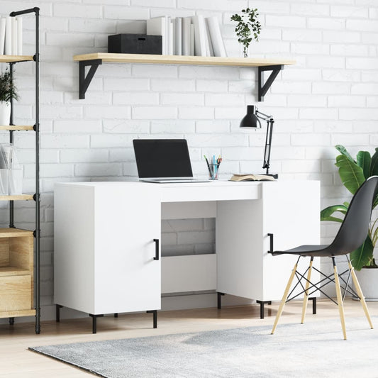 Bureau blanc 140x50x75 cm en bois d'ingénierie