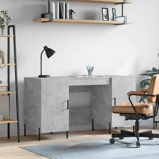 Bureau gris béton 140x50x75 cm panneau de particules