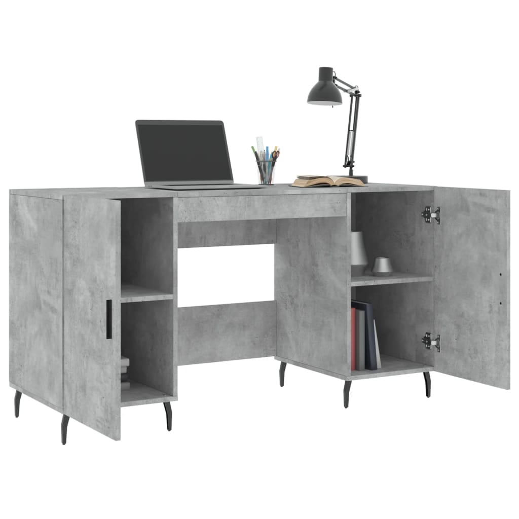 Desk Concrete Gray 140x50x75 cm Engineered Wood