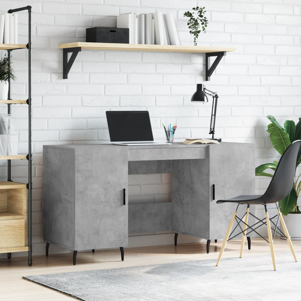 Desk Concrete Gray 140x50x75 cm Engineered Wood