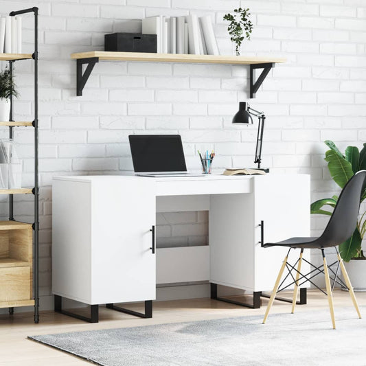 Bureau blanc 140x50x75 cm en bois d'ingénierie