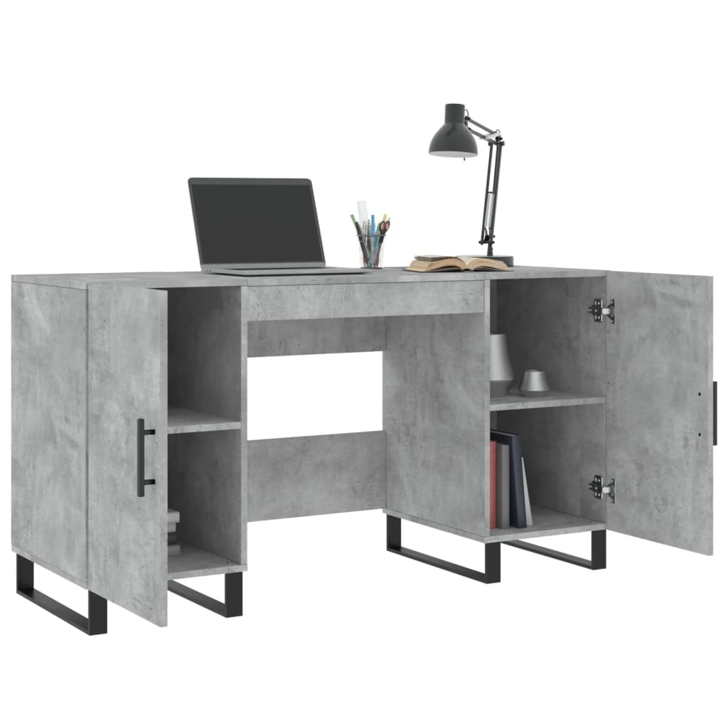 Desk Concrete Gray 140x50x75 cm Engineered Wood