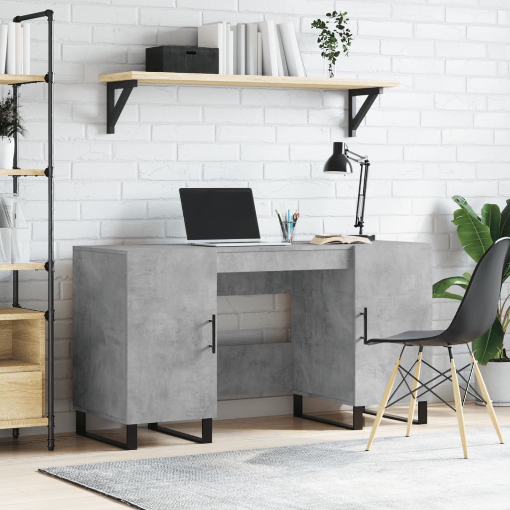 Desk Concrete Gray 140x50x75 cm Engineered Wood