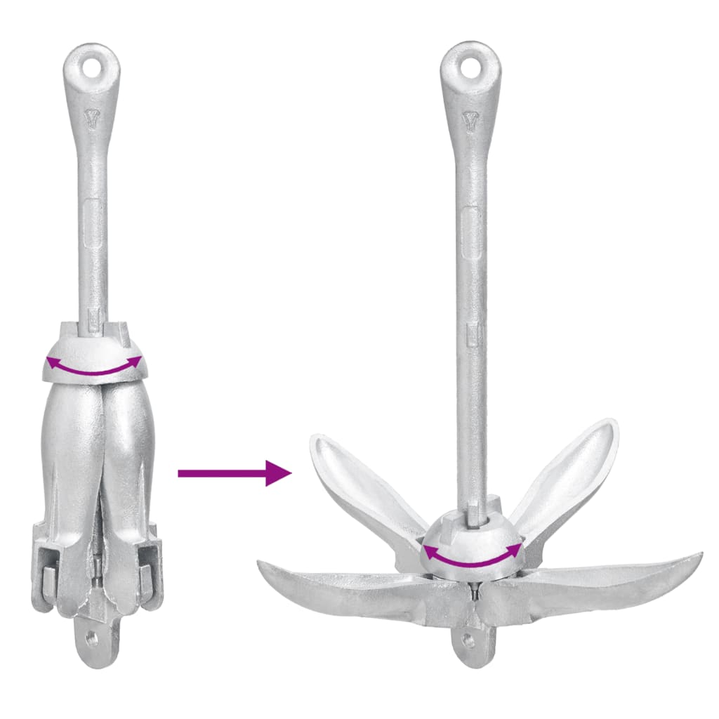 Ancre pliante argentée 1,5 kg en fonte malléable