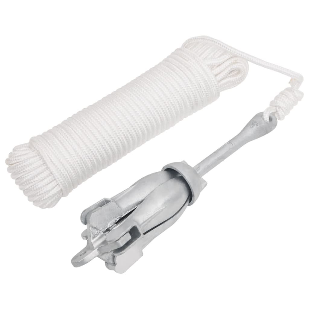 Ancre pliante avec corde Argentée 2,5 kg Fonte malléable