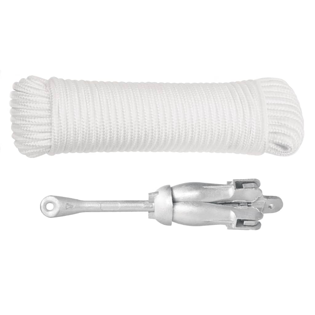 Ancre pliante avec corde Argentée 2,5 kg Fonte malléable