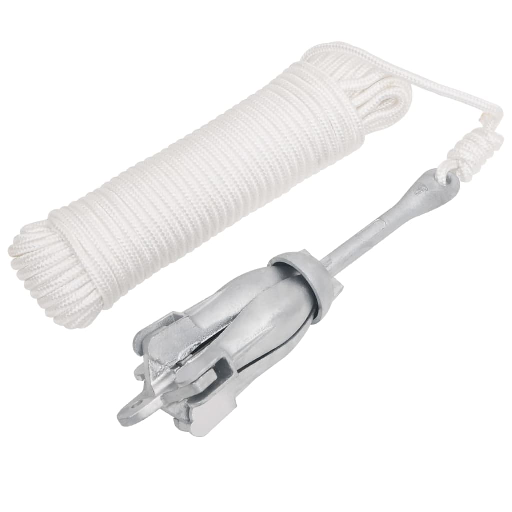 Ancre pliable avec corde argentée 3,2 kg en fonte malléable
