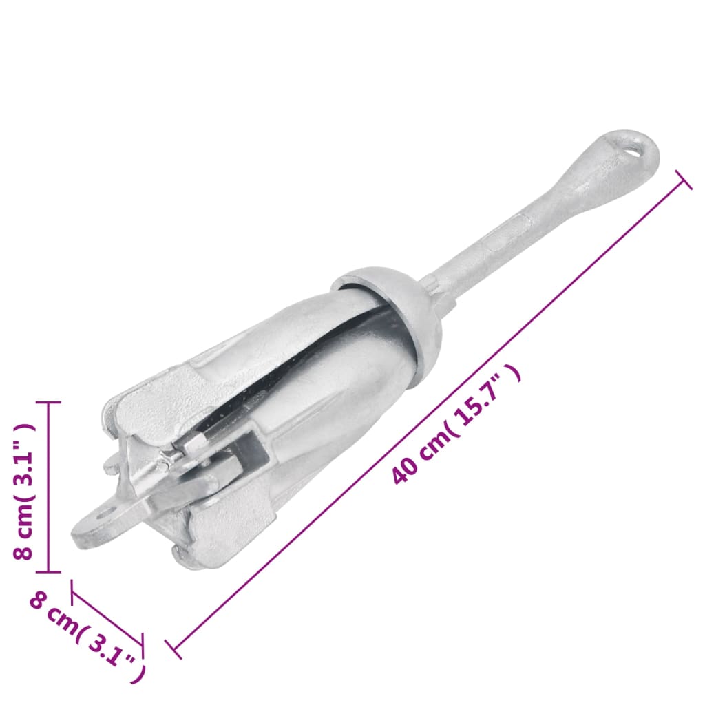 Ancre pliable avec corde argentée 3,2 kg en fonte malléable