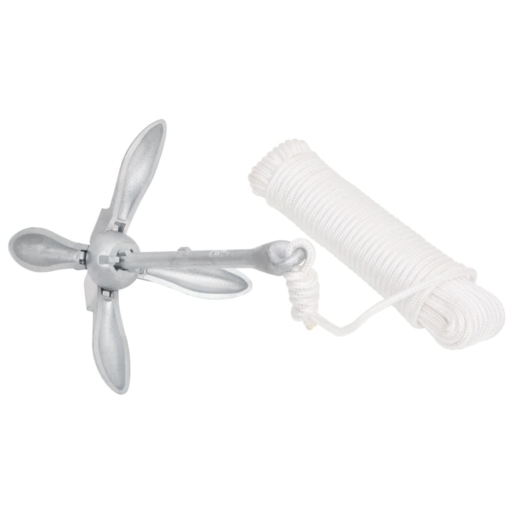 Ancre pliable avec corde argentée 3,2 kg en fonte malléable