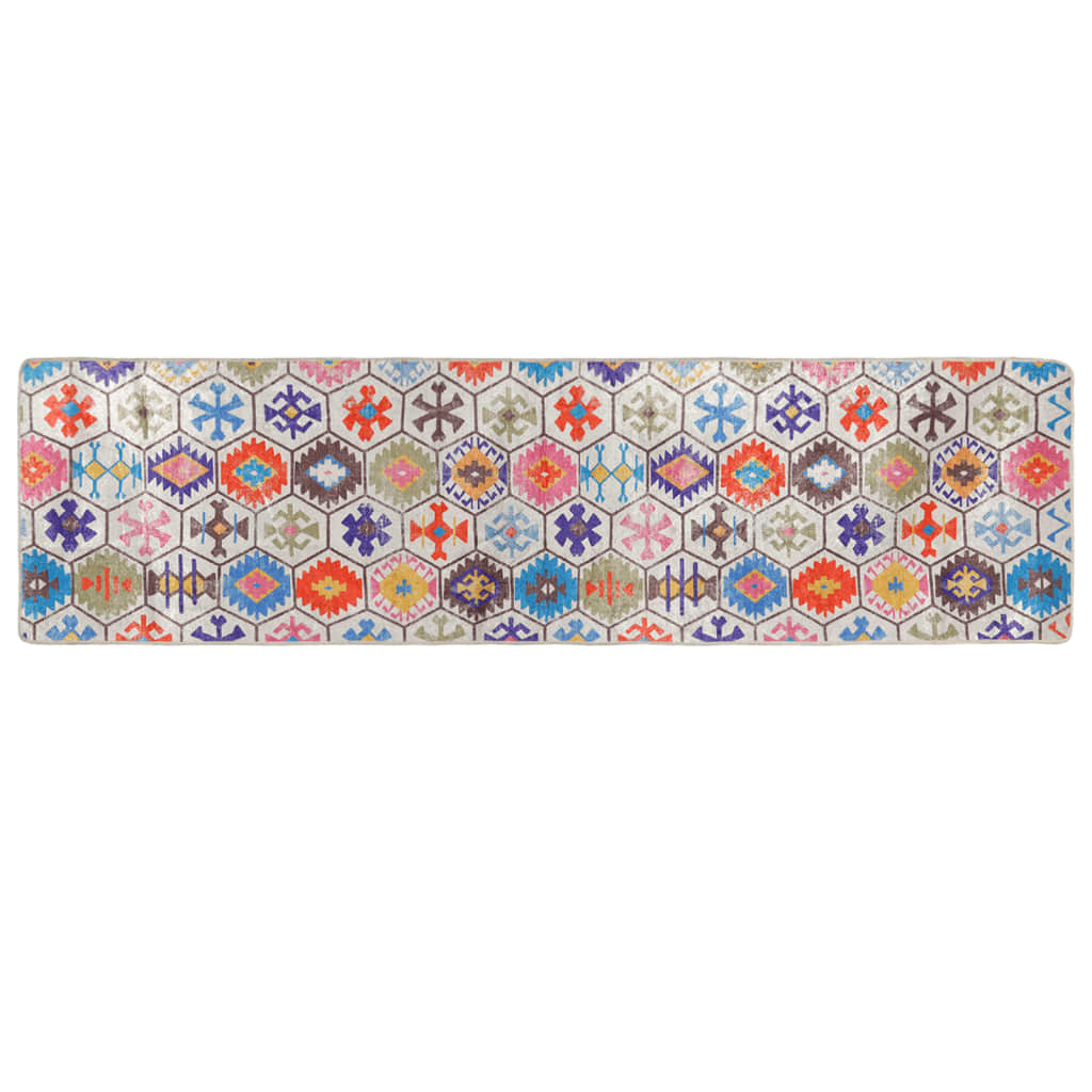 Tapis Lavable Multicolore 80x300 cm Antidérapant
