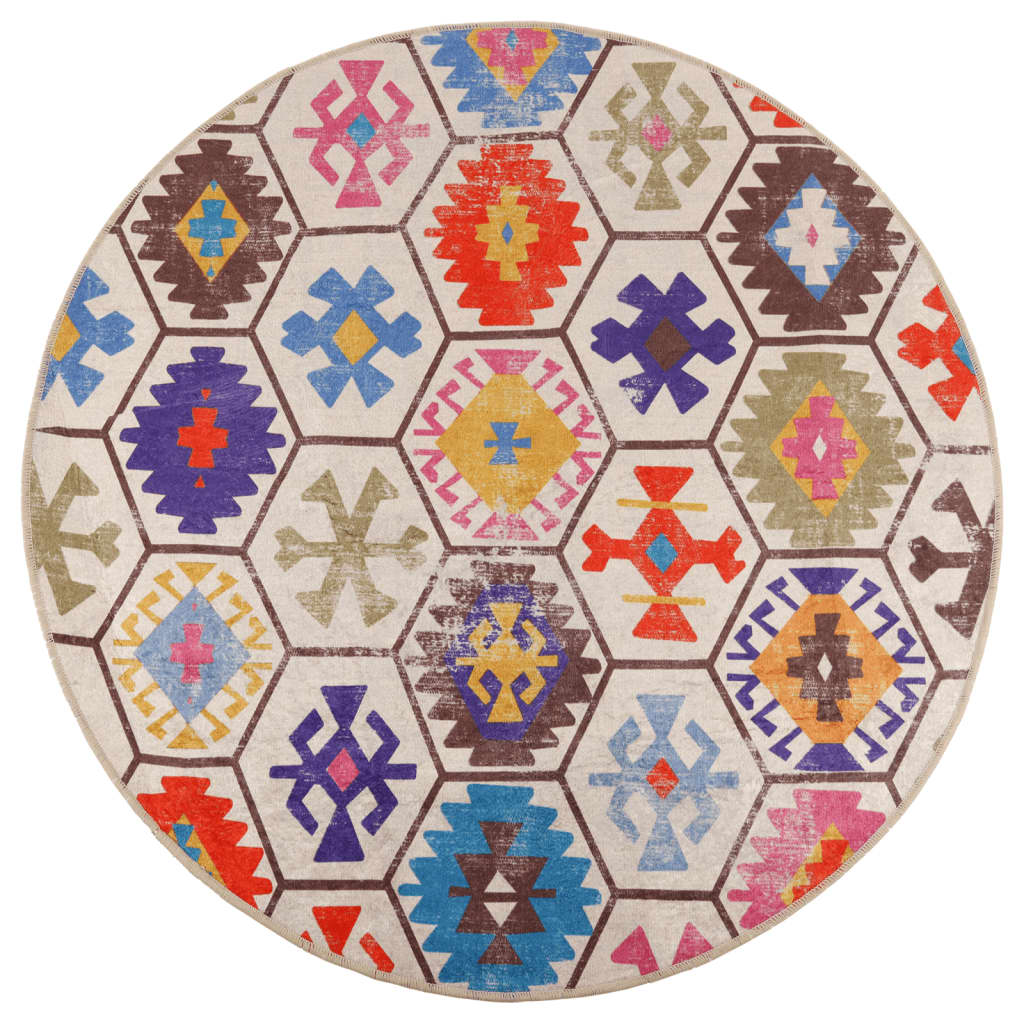 Tapis Lavable Multicolore Ø 120 cm Antidérapant