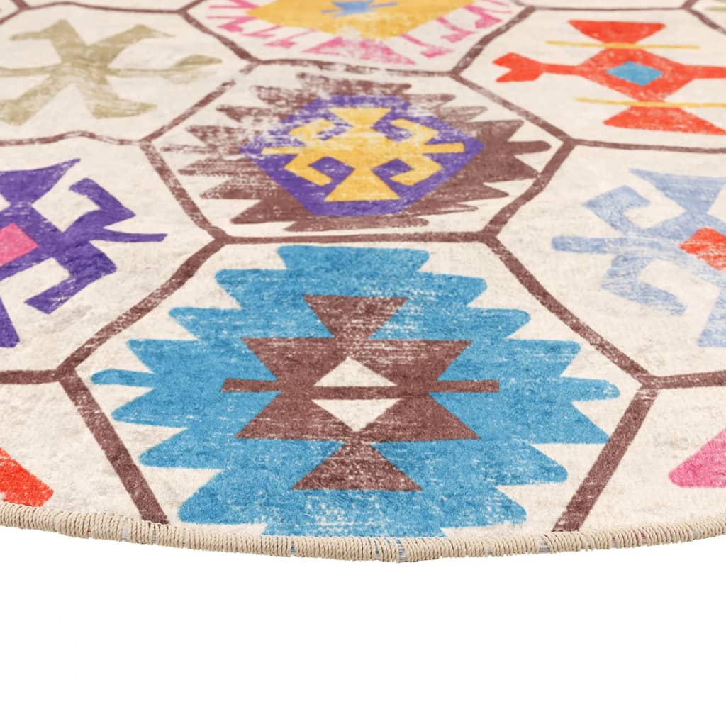 Tapis Lavable Multicolore Ø 120 cm Antidérapant
