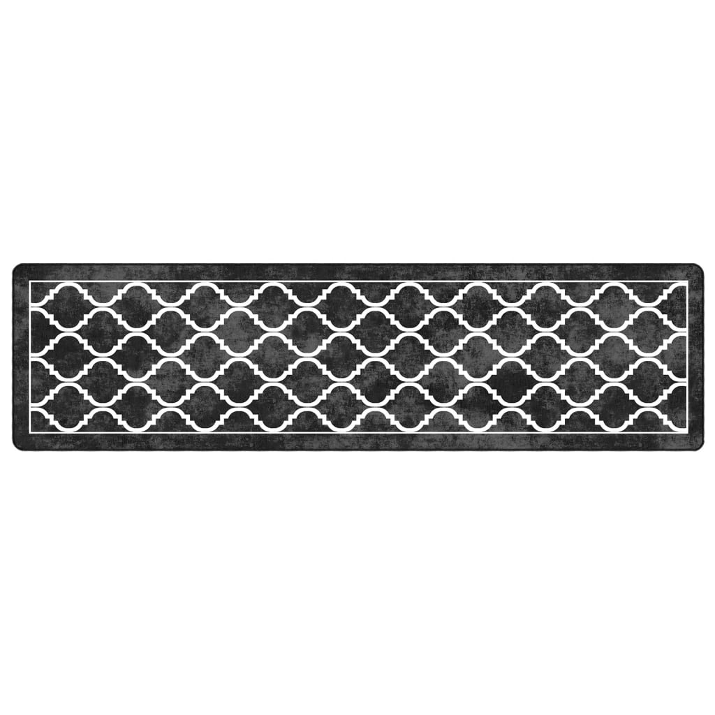 Washable Rug Black and White 80x300 cm Non-Slip