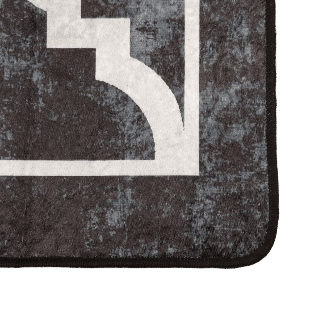 Washable Rug Black and White 80x300 cm Non-Slip
