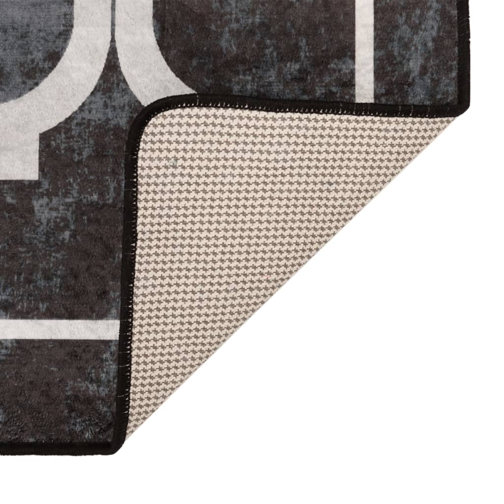 Washable Rug Black and White 80x300 cm Non-Slip