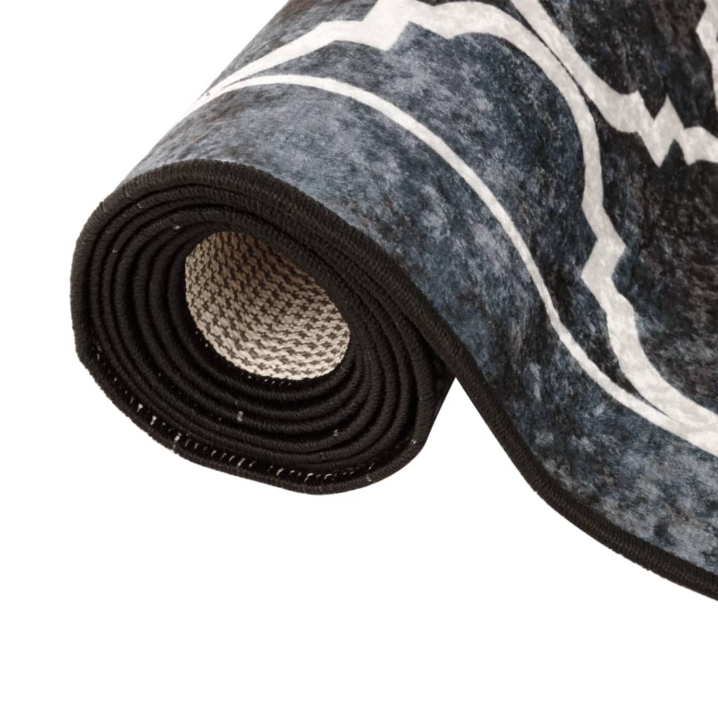Washable Rug Black and White 80x300 cm Non-Slip
