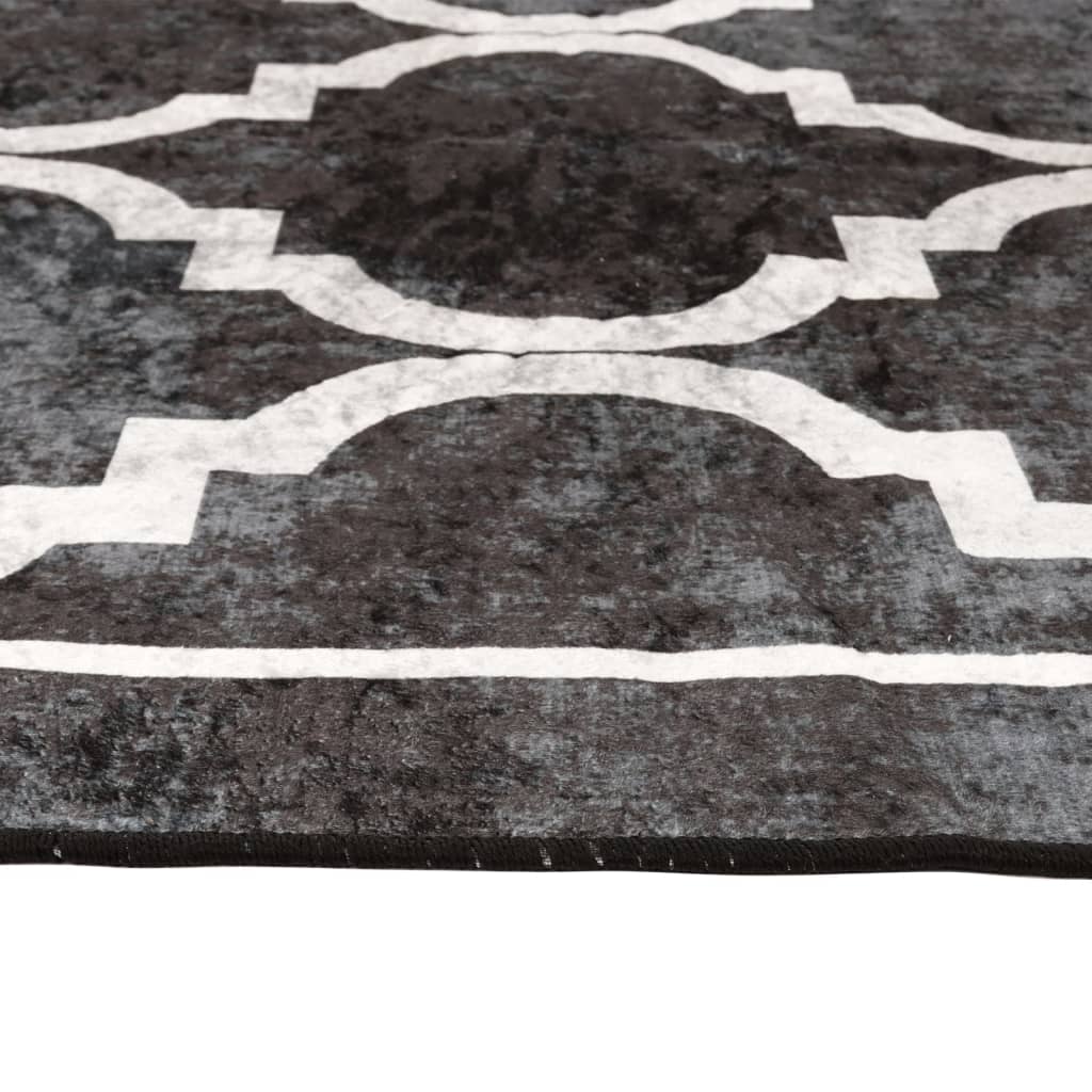 Washable Rug Black and White 80x300 cm Non-Slip