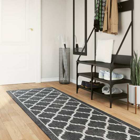 Washable Rug Black and White 80x300 cm Non-Slip