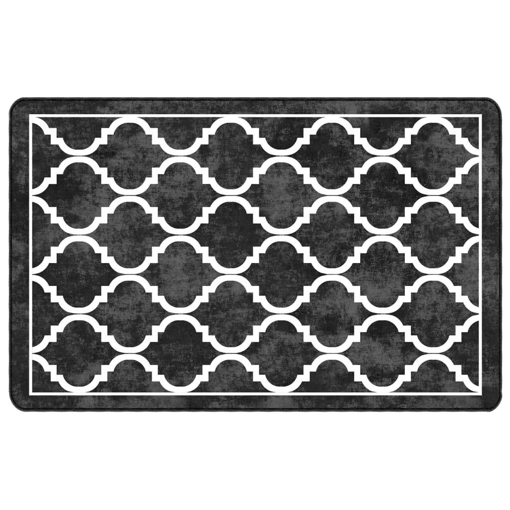 Tapis Lavable Noir et Blanc 190x300 cm Antidérapant