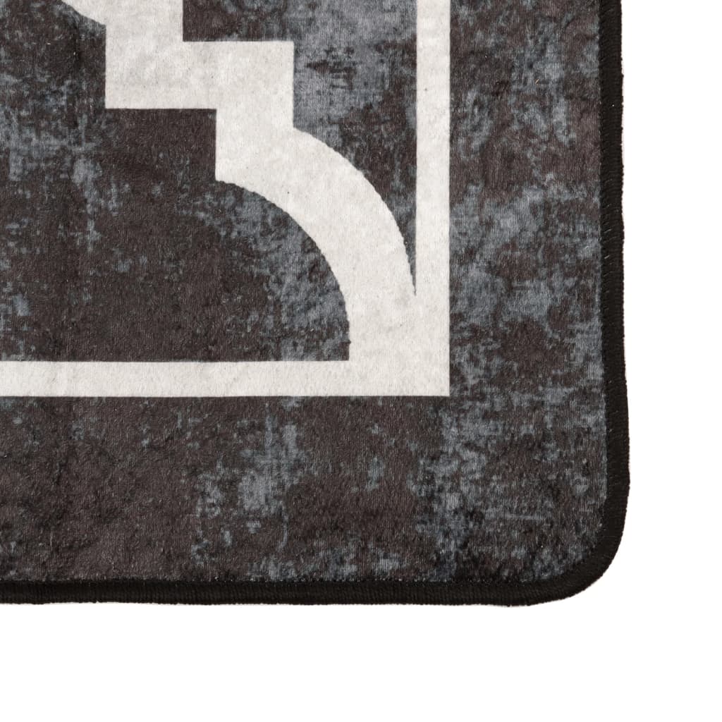 Tapis Lavable Noir et Blanc 190x300 cm Antidérapant