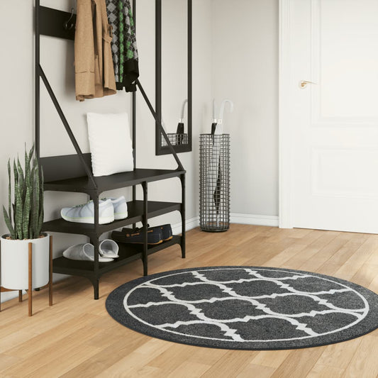Washable Rug Black and White Ø 120 cm Non-Slip