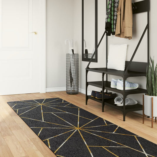 Washable Rug Black and Gold 80x300 cm Non-Slip