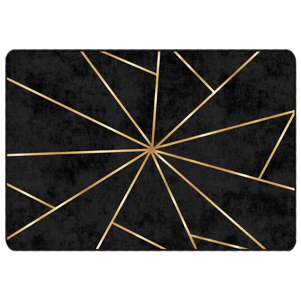 Tapis Lavable Noir et Or 120x180 cm Antidérapant