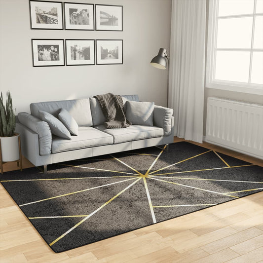 Washable Rug Black and Gold 160x230 cm Non-Slip