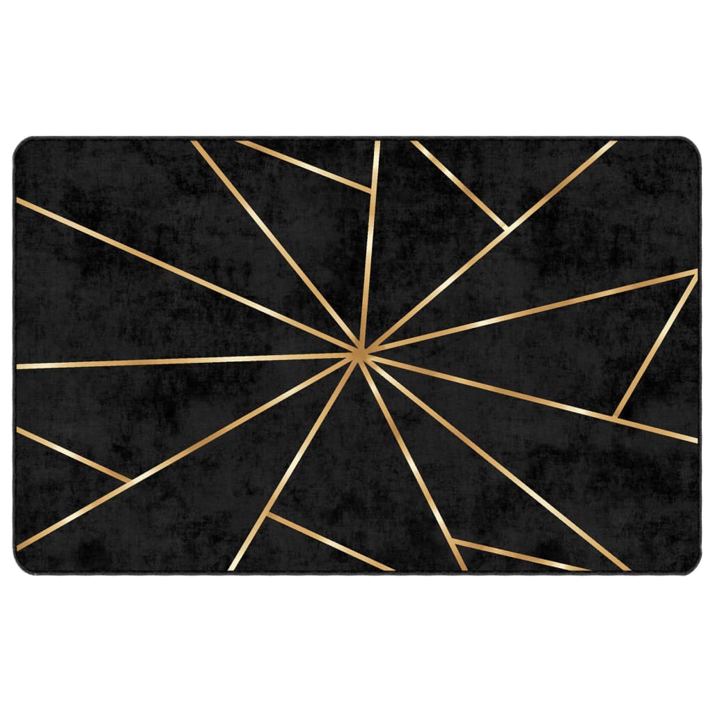 Washable Rug Black and Gold 190x300 cm Non-Slip