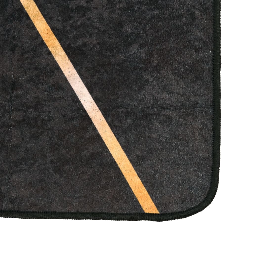 Washable Rug Black and Gold 190x300 cm Non-Slip