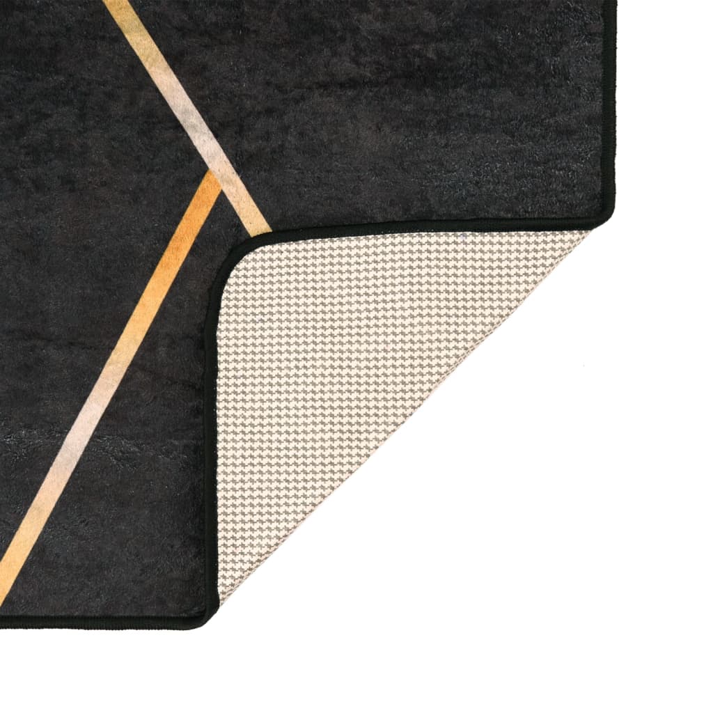 Washable Rug Black and Gold 190x300 cm Non-Slip