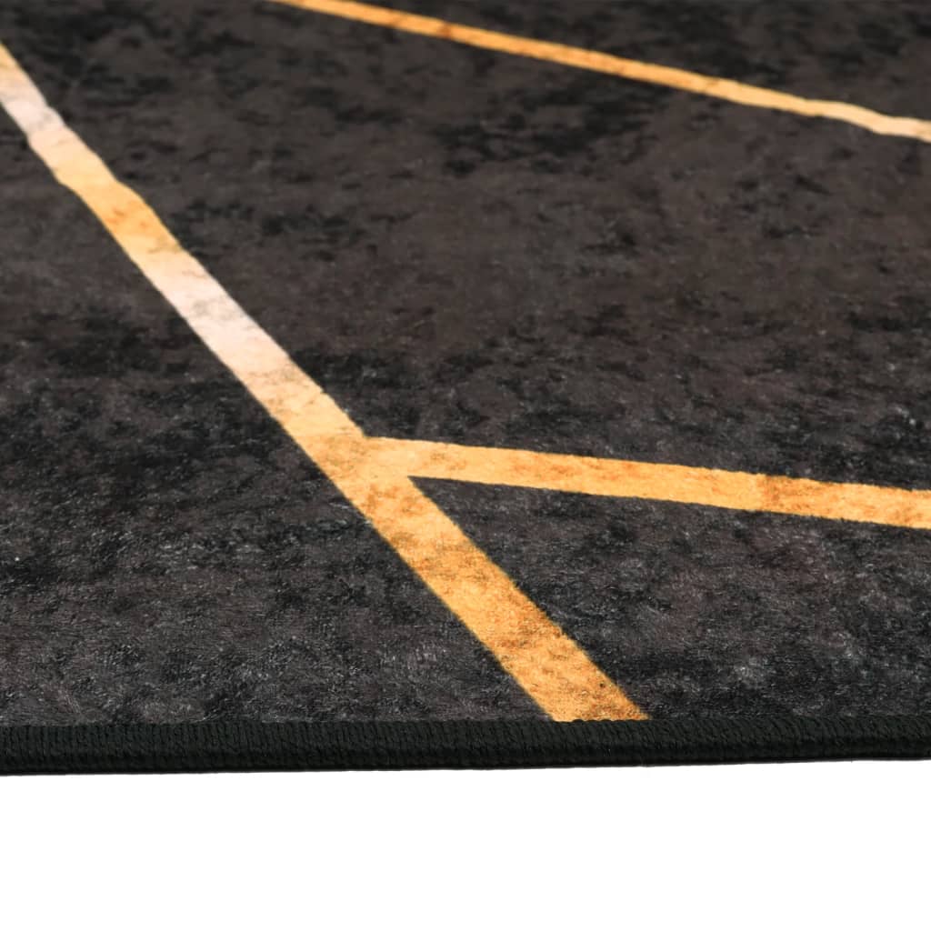 Washable Rug Black and Gold 190x300 cm Non-Slip