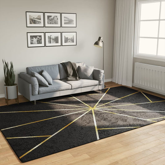 Washable Rug Black and Gold 190x300 cm Non-Slip
