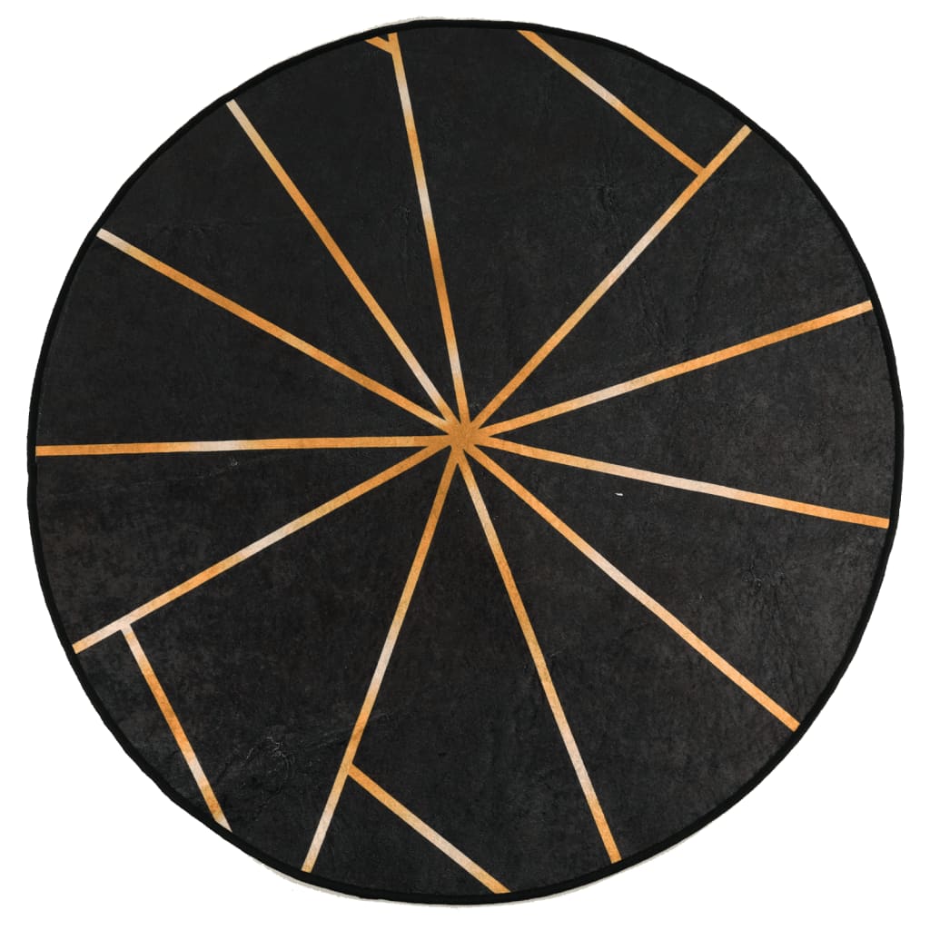 Washable Carpet Black and Gold Ø 120 cm Non-slip