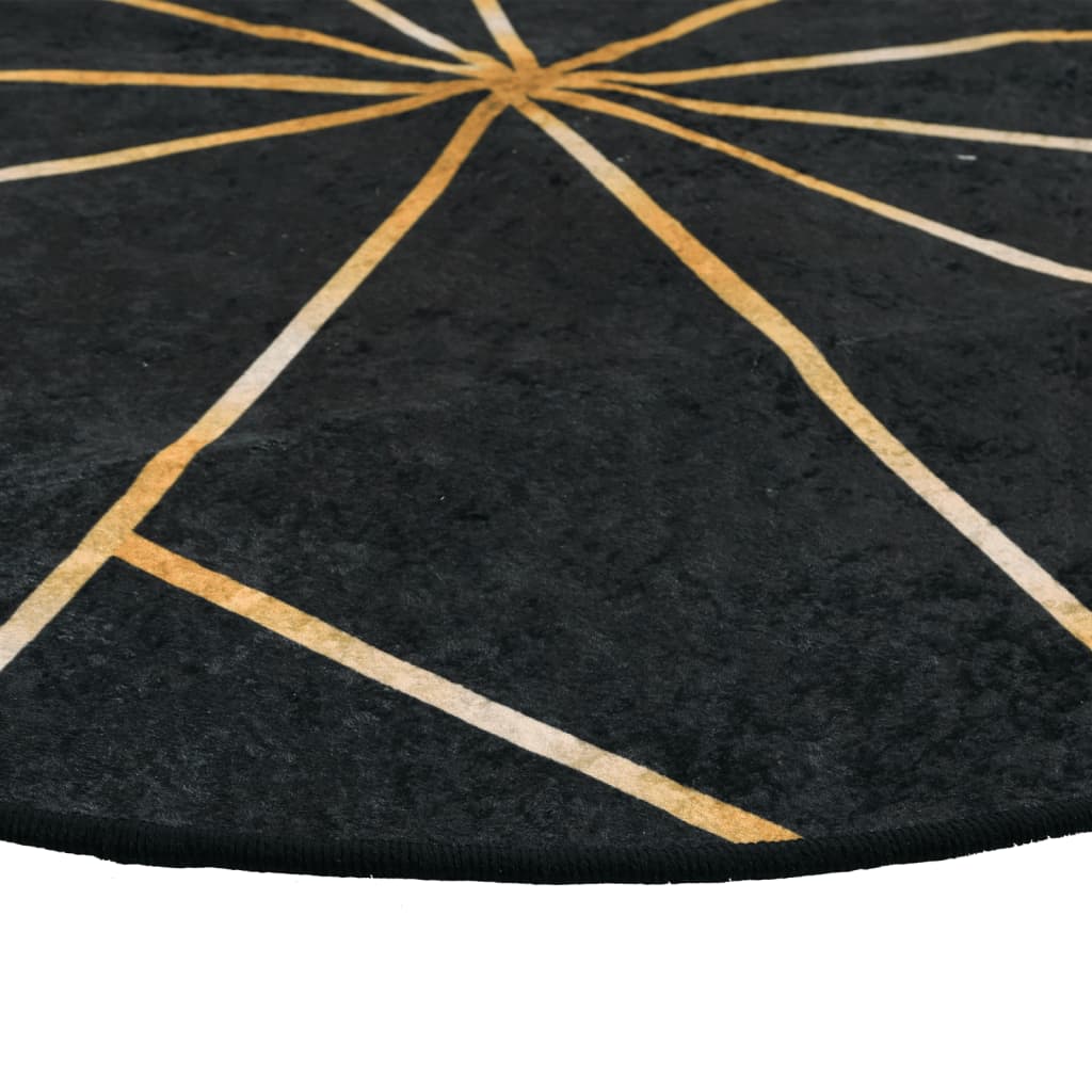 Washable Carpet Black and Gold Ø 120 cm Non-slip