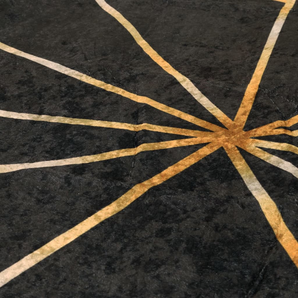 Washable Carpet Black and Gold Ø 120 cm Non-slip
