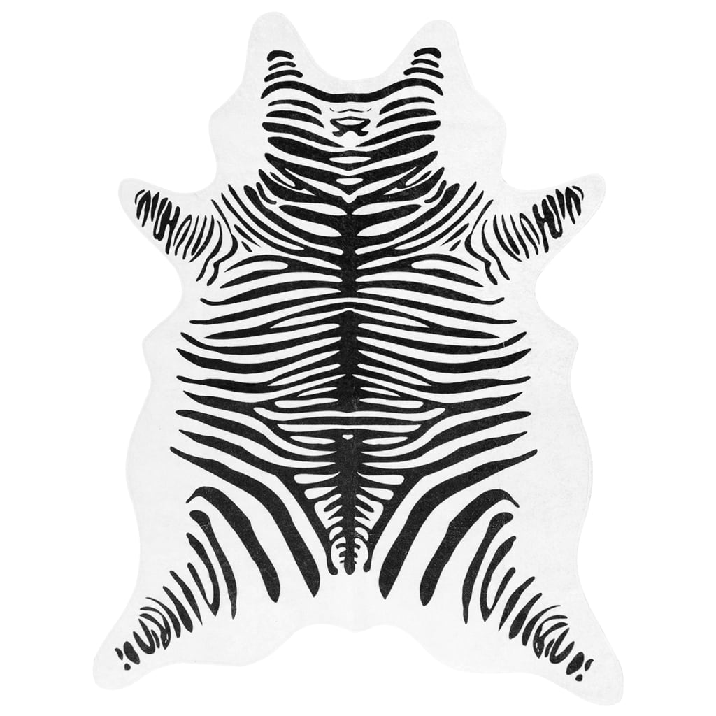 Rug Black White 120x170 cm Zebra Pattern Washable Non-Slip