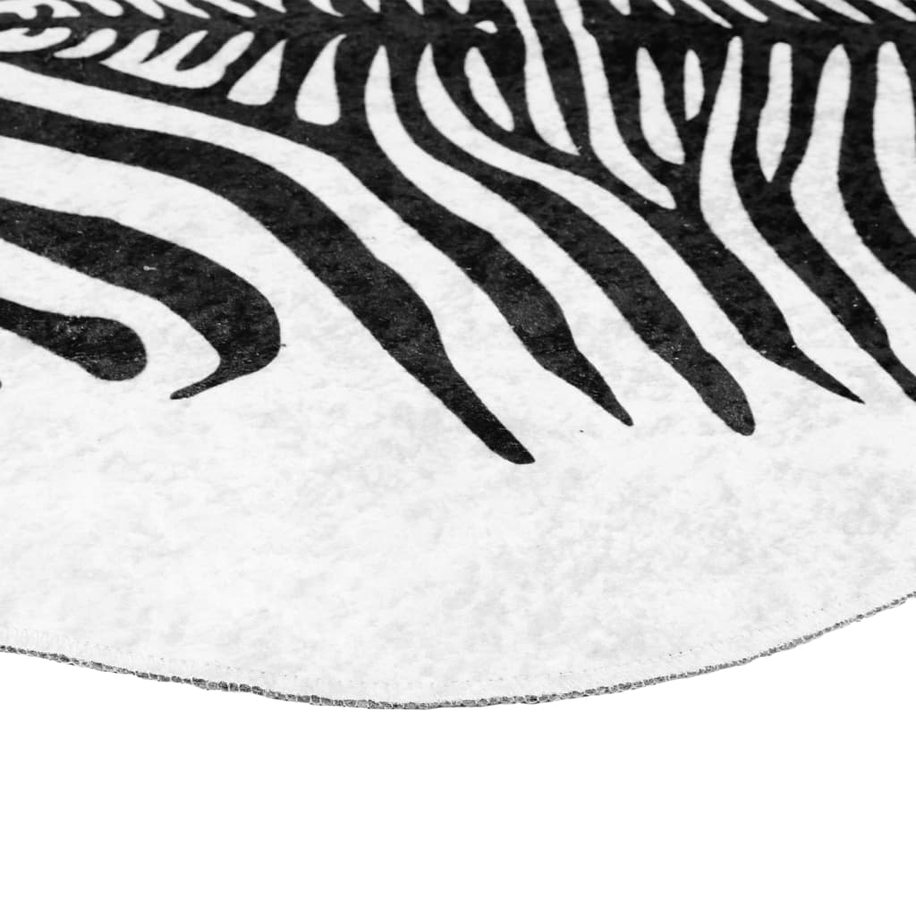 Rug Black White 120x170 cm Zebra Pattern Washable Non-Slip