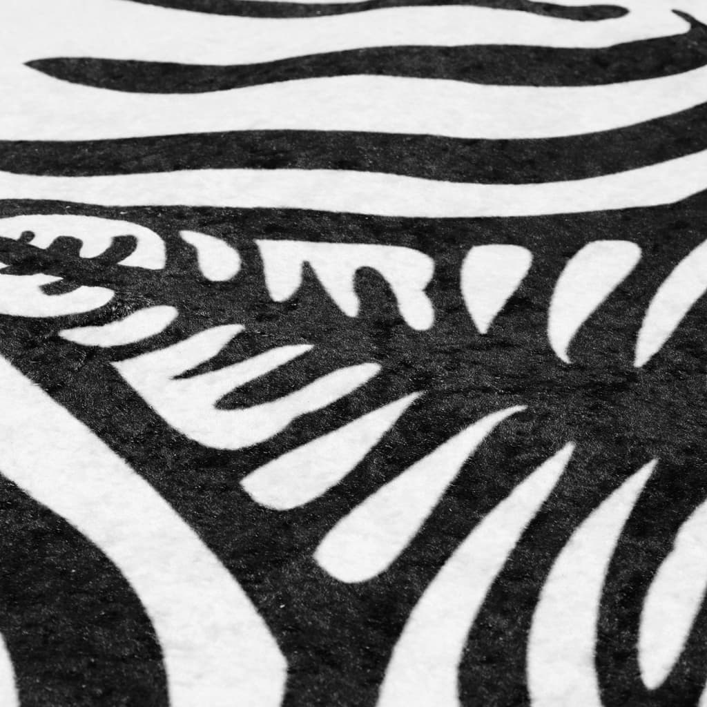 Rug Black White 120x170 cm Zebra Pattern Washable Non-Slip