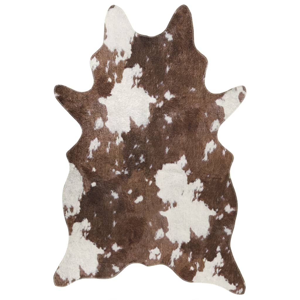 Tapis Marron & Blanc 120x170 cm Motif Vache Lavable Antidérapant