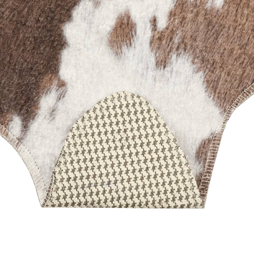 Tapis Marron & Blanc 120x170 cm Motif Vache Lavable Antidérapant