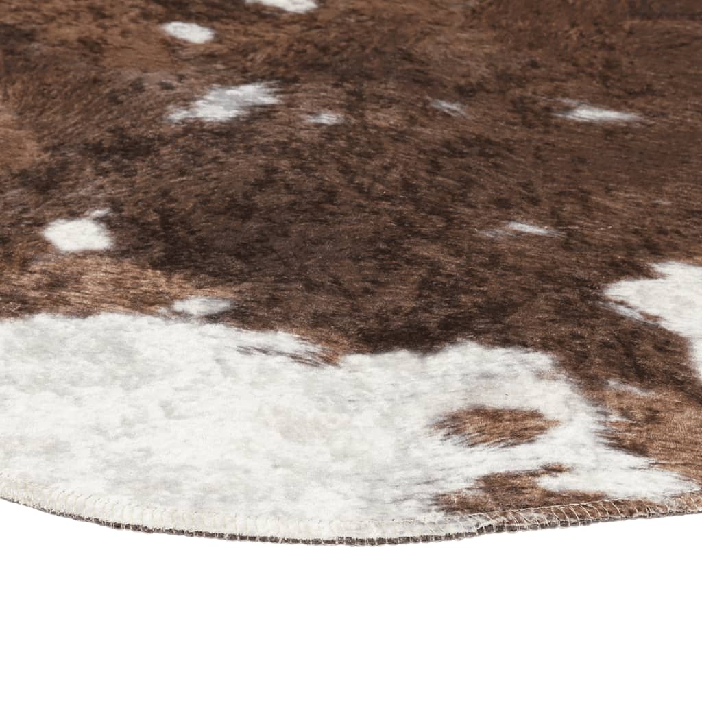 Tapis Marron & Blanc 120x170 cm Motif Vache Lavable Antidérapant