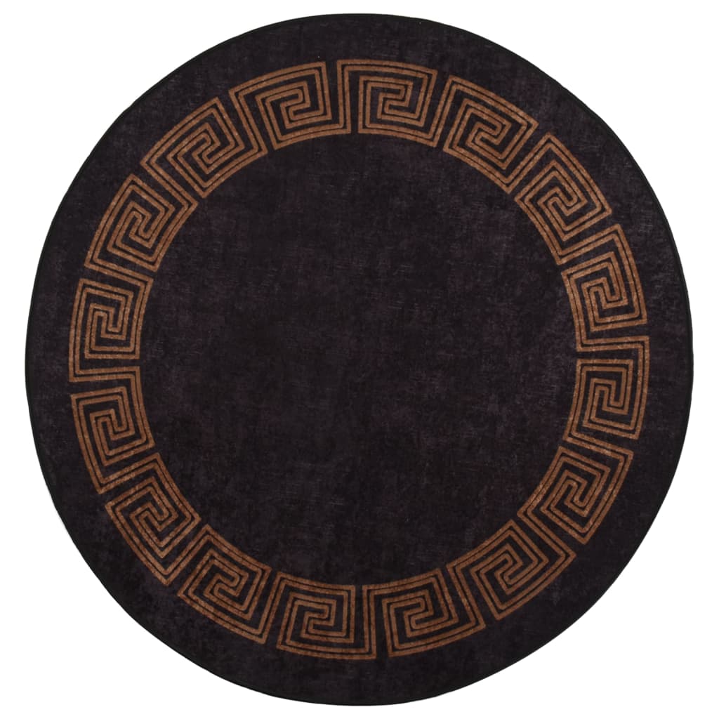 Washable Carpet Black and Gold Ø 200 cm Non-Slip