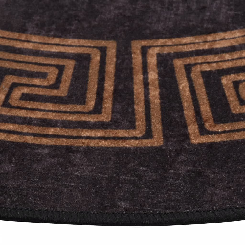 Washable Carpet Black and Gold Ø 200 cm Non-Slip