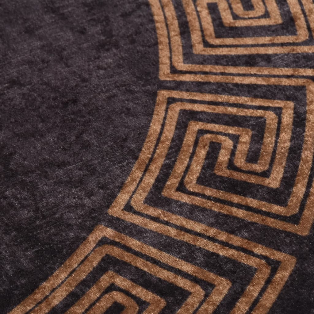 Washable Carpet Black and Gold Ø 200 cm Non-Slip