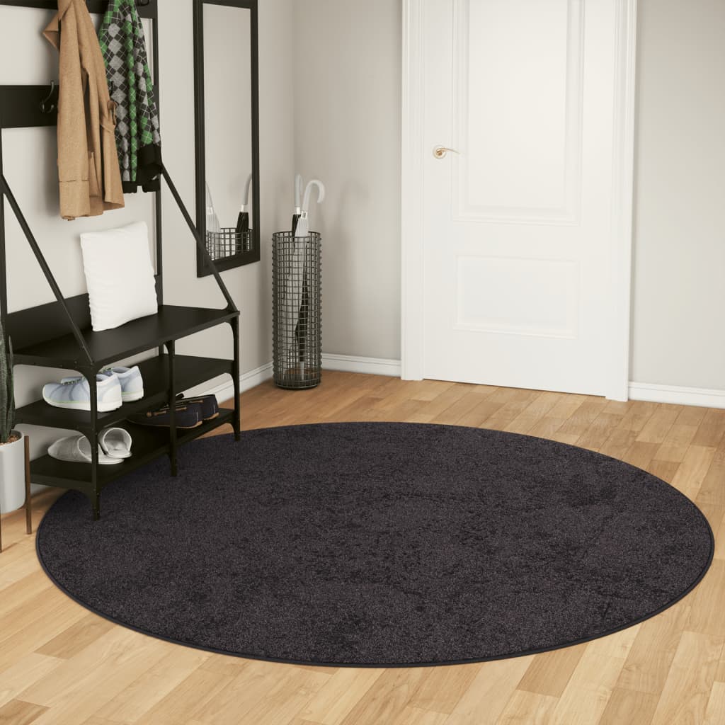 Washable Rug Anthracite Ø 200 cm Non-Slip